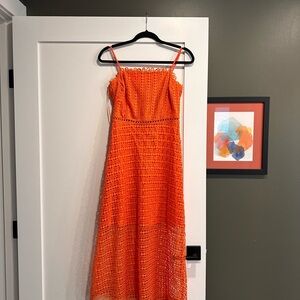 Orange scalloped lace summer dress